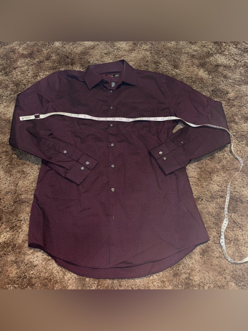 jf j.ferrar Men's Deep Burgundy Button-Up Dress Shirt
